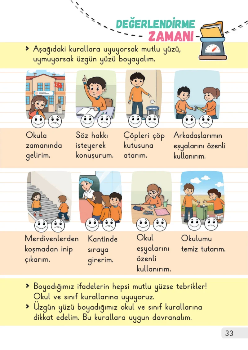 1. Sınıf Hayat Bilgisi Ders Kitabı Cevapları Meb Yayınları 1. Kitap Sayfa 33