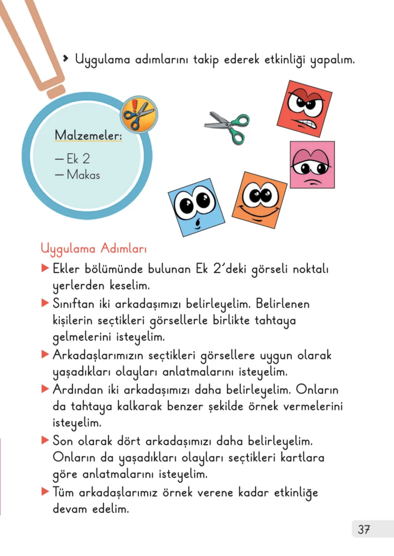 1. Sınıf Hayat Bilgisi Ders Kitabı Cevapları Meb Yayınları 1. Kitap Sayfa 37