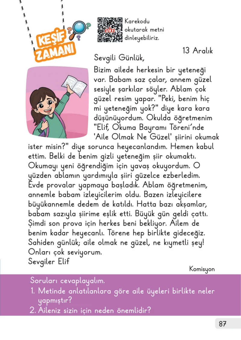 1. Sınıf Hayat Bilgisi Ders Kitabı Cevapları Meb Yayınları 1. Kitap Sayfa 87