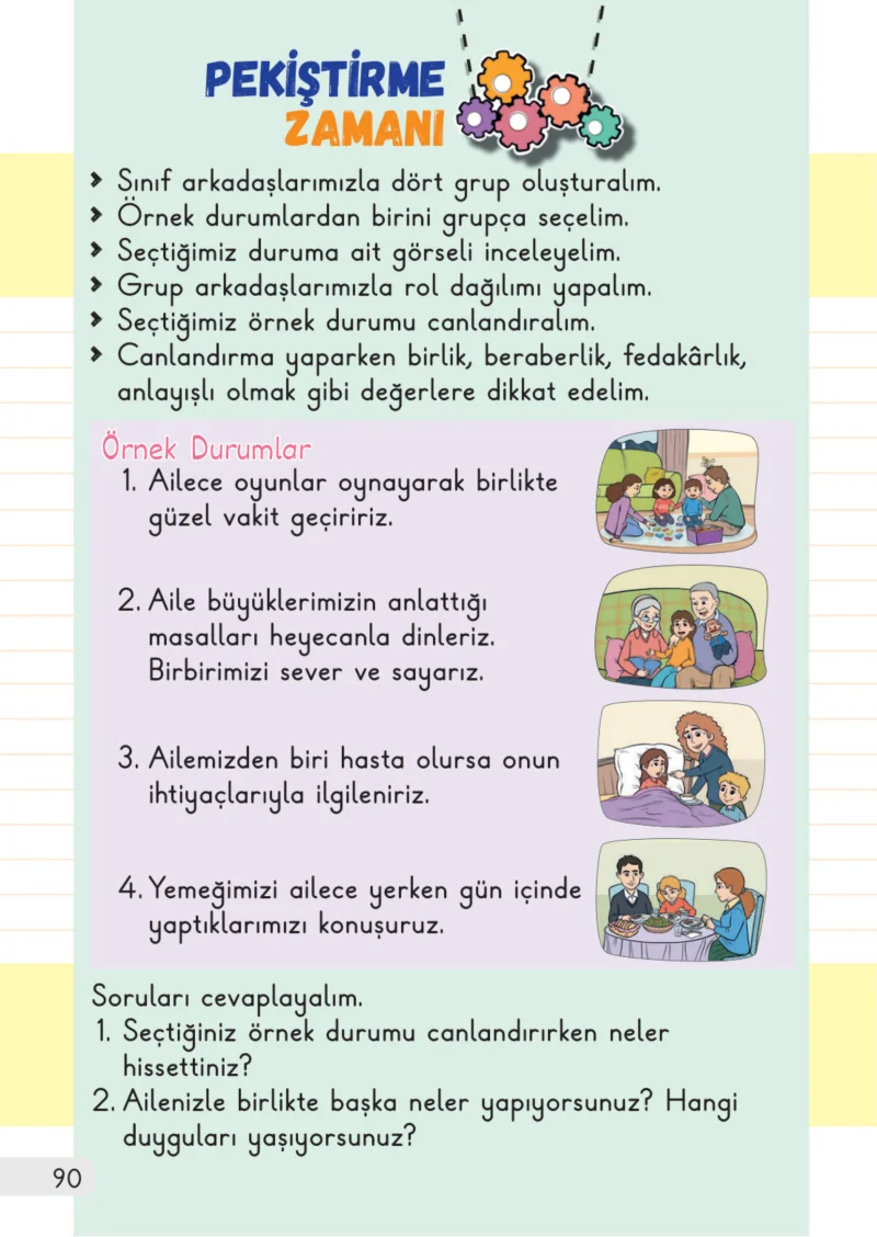 1. Sınıf Hayat Bilgisi Ders Kitabı Cevapları Meb Yayınları 1. Kitap Sayfa 90