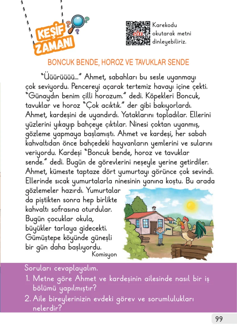 1. Sınıf Hayat Bilgisi Ders Kitabı Cevapları Meb Yayınları 1. Kitap Sayfa 99