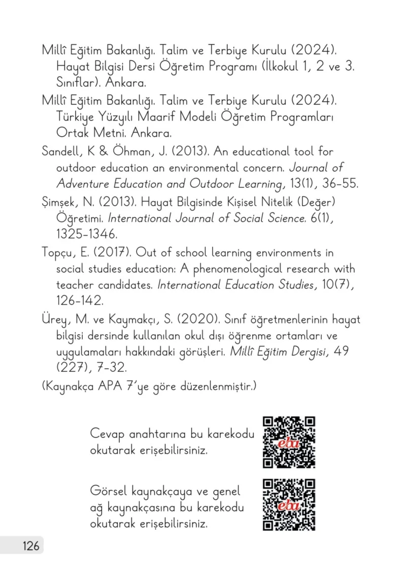 1. Sınıf Hayat Bilgisi Ders Kitabı Cevapları Meb Yayınları 2. Kitap Sayfa 126