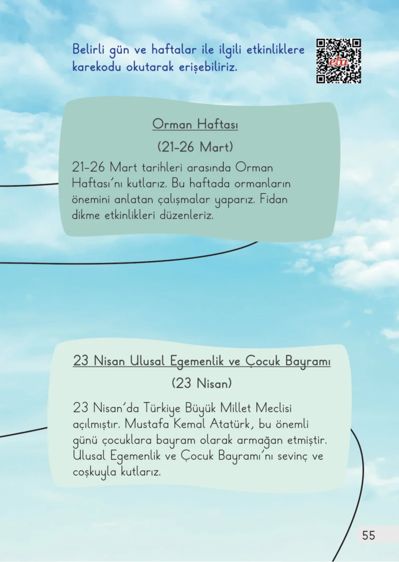 1. Sınıf Hayat Bilgisi Ders Kitabı Cevapları Meb Yayınları 2. Kitap Sayfa 55
