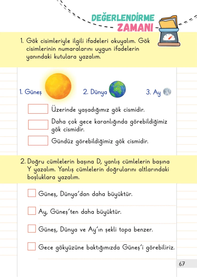 1. Sınıf Hayat Bilgisi Ders Kitabı Cevapları Meb Yayınları 2. Kitap Sayfa 67