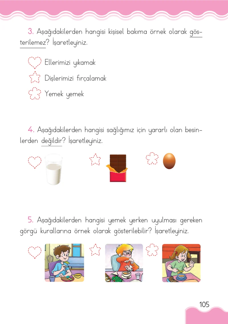 1. Sınıf Hayat Bilgisi Ders Kitabı Cevapları Pasifik Yayınları Sayfa 105
