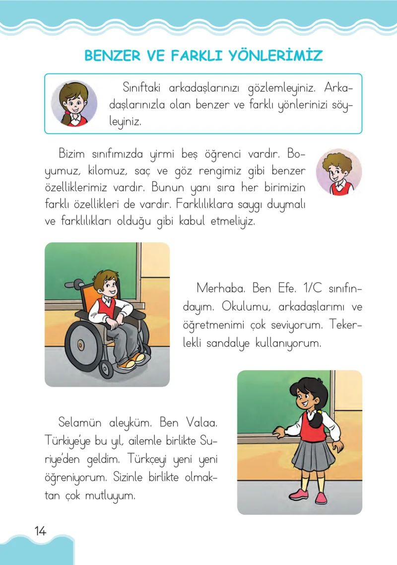1. Sınıf Hayat Bilgisi Ders Kitabı Cevapları Pasifik Yayınları Sayfa 14