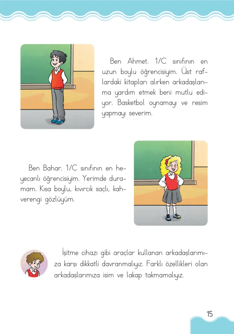 1. Sınıf Hayat Bilgisi Ders Kitabı Cevapları Pasifik Yayınları Sayfa 15