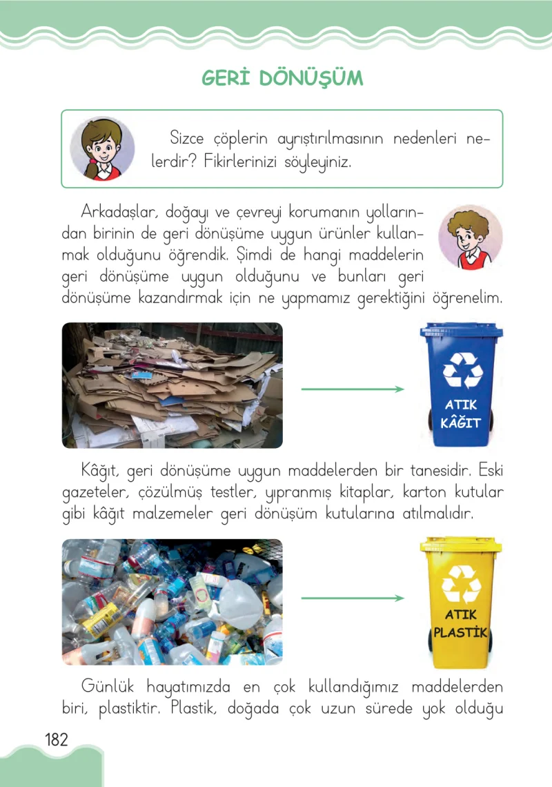 1. Sınıf Hayat Bilgisi Ders Kitabı Cevapları Pasifik Yayınları Sayfa 182