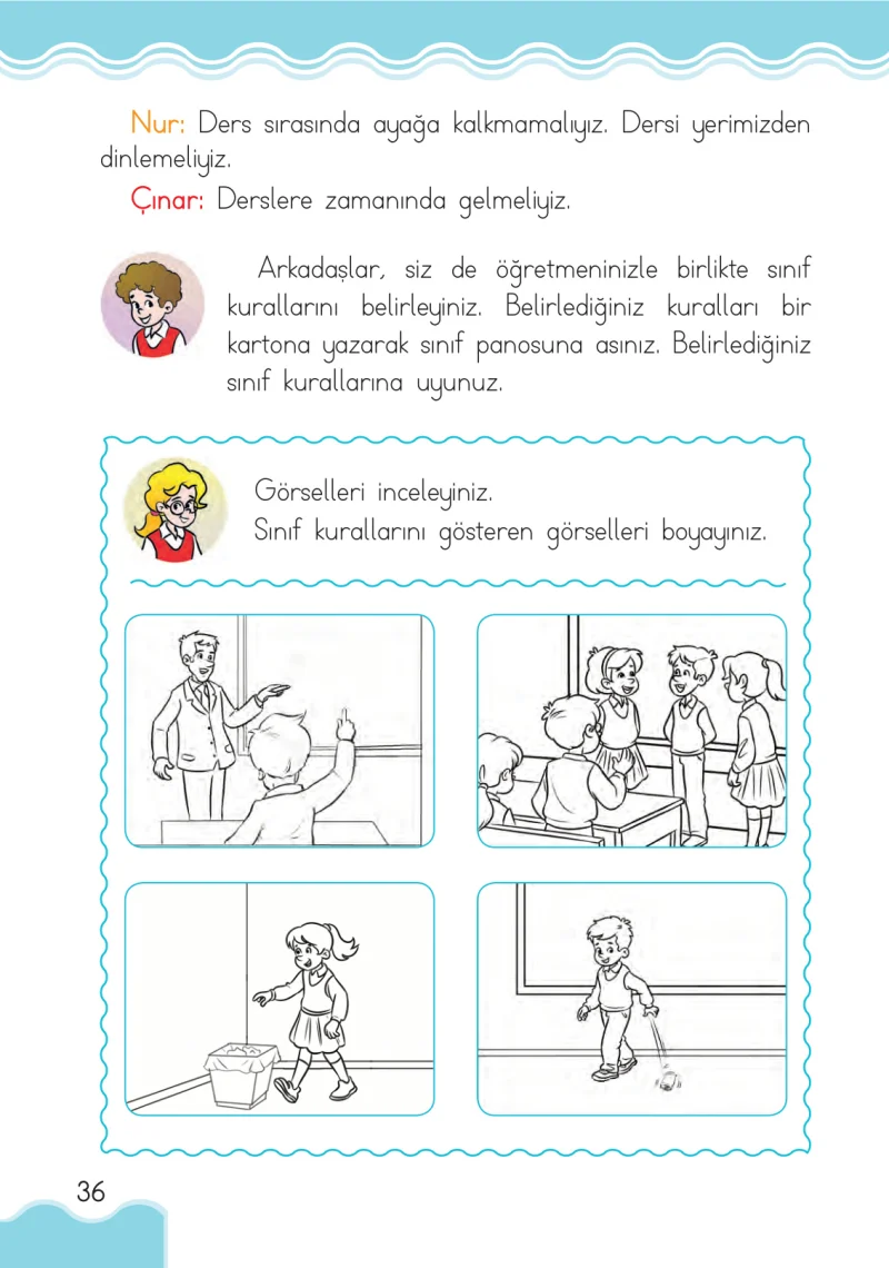 1. Sınıf Hayat Bilgisi Ders Kitabı Cevapları Pasifik Yayınları Sayfa 36