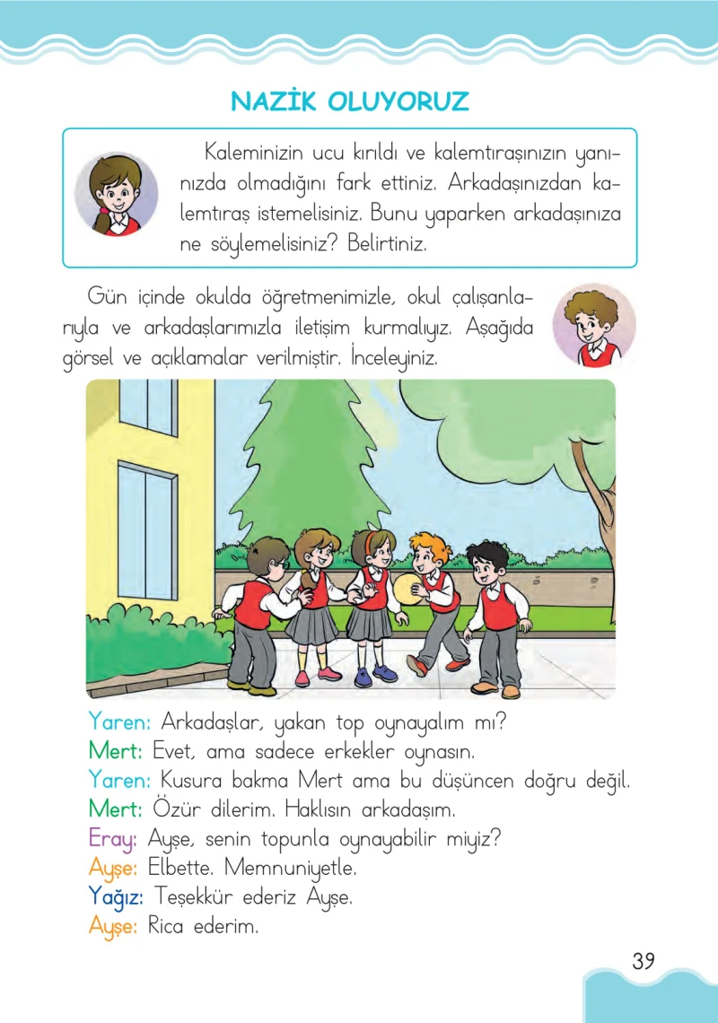 1. Sınıf Hayat Bilgisi Ders Kitabı Cevapları Pasifik Yayınları Sayfa 39