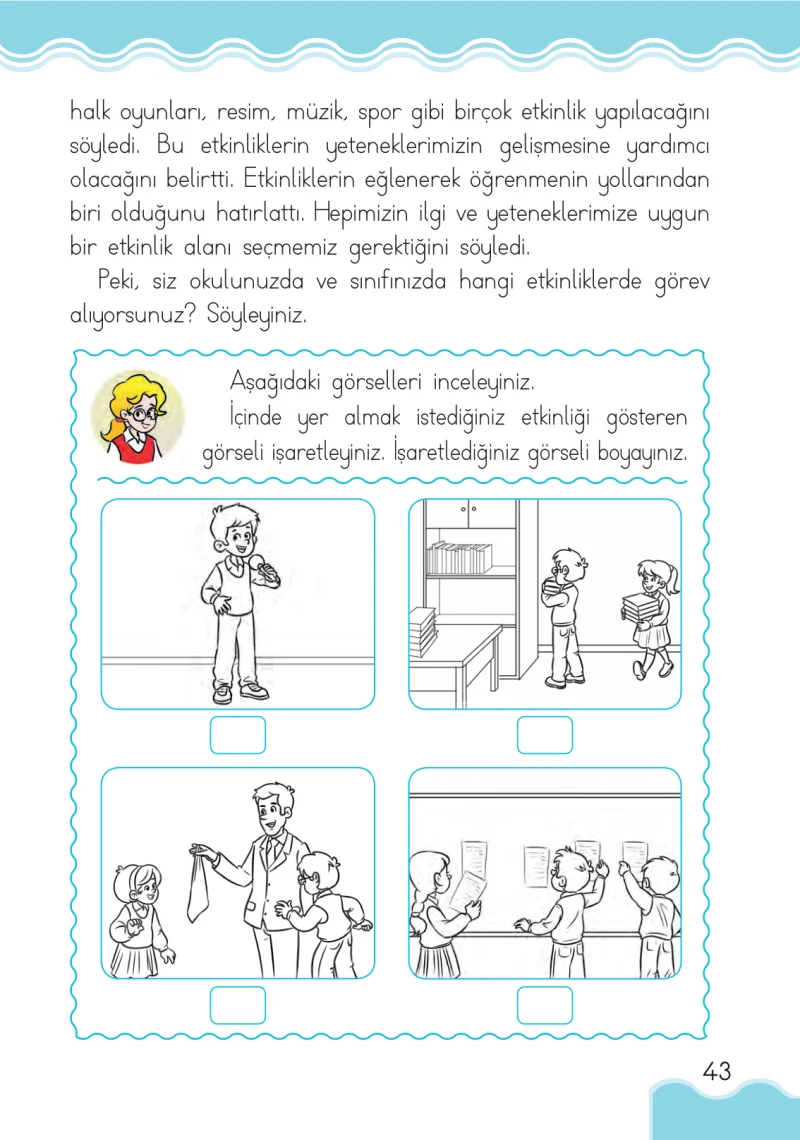 1. Sınıf Hayat Bilgisi Ders Kitabı Cevapları Pasifik Yayınları Sayfa 43