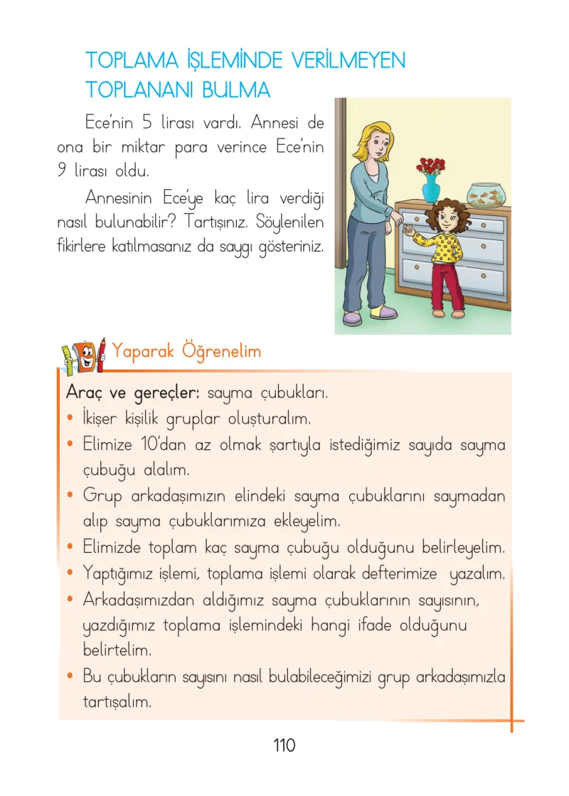 1. Sınıf Matematik Ders Kitabı Cevapları Açılım Yayınları Sayfa 110