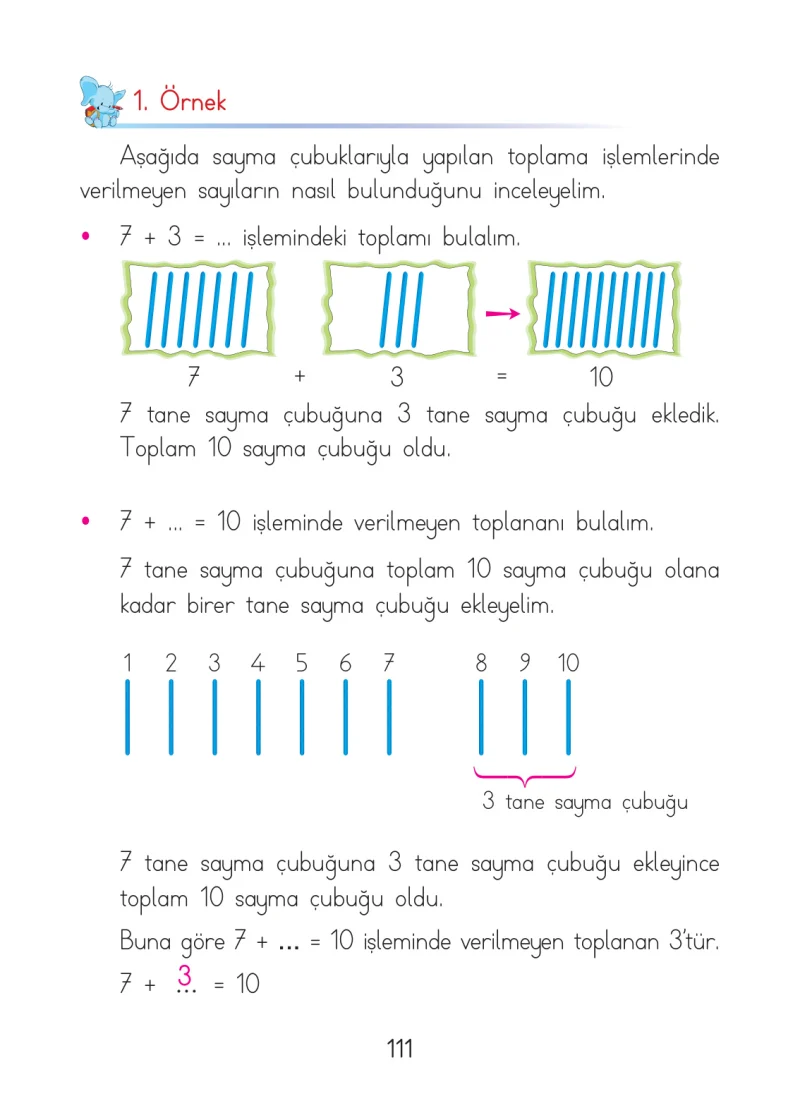 1. Sınıf Matematik Ders Kitabı Cevapları Açılım Yayınları Sayfa 111