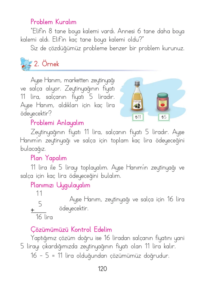 1. Sınıf Matematik Ders Kitabı Cevapları Açılım Yayınları Sayfa 120