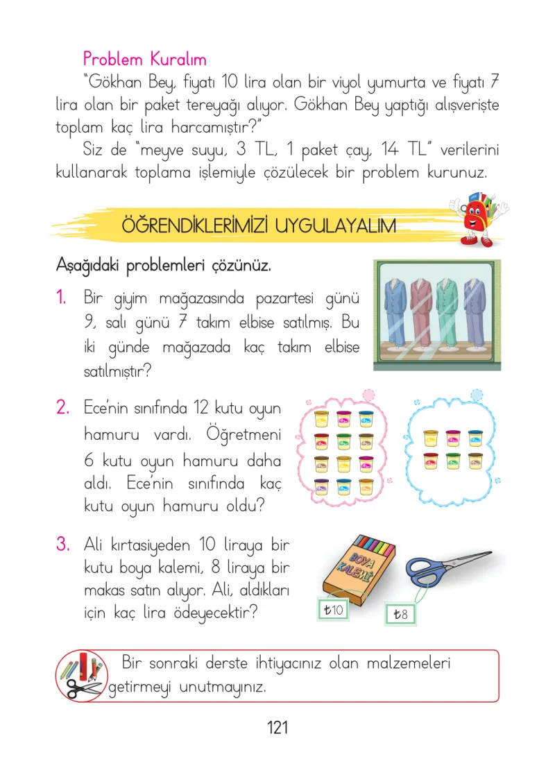 1. Sınıf Matematik Ders Kitabı Cevapları Açılım Yayınları Sayfa 121
