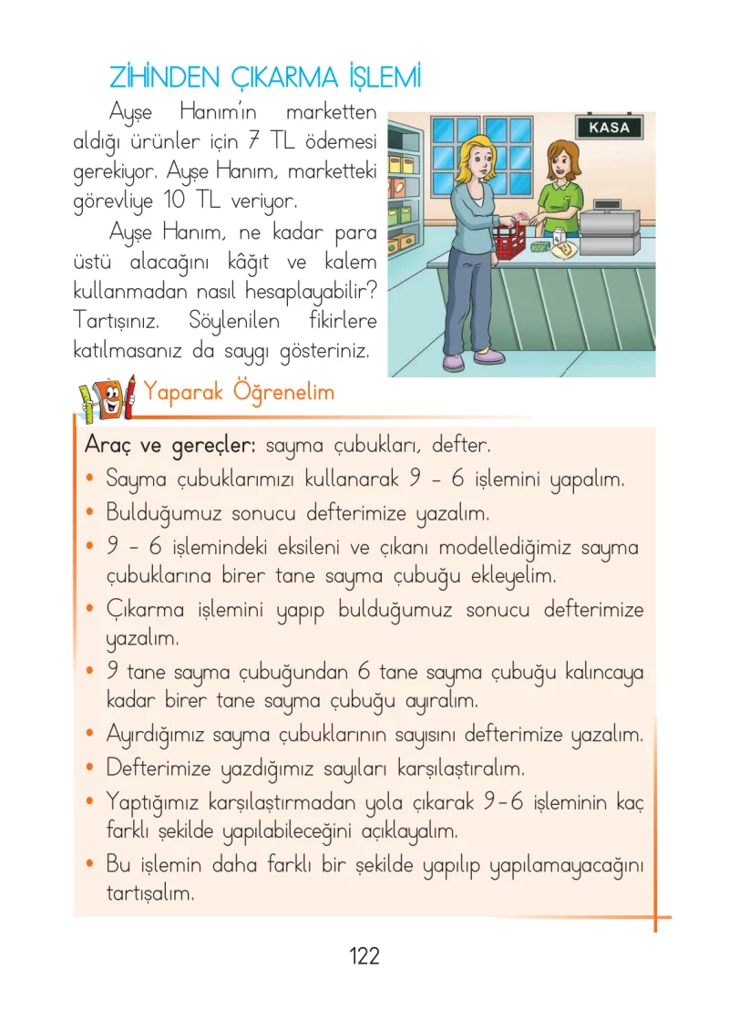 1. Sınıf Matematik Ders Kitabı Cevapları Açılım Yayınları Sayfa 122