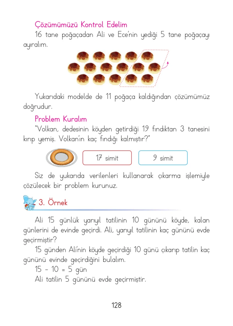 1. Sınıf Matematik Ders Kitabı Cevapları Açılım Yayınları Sayfa 128