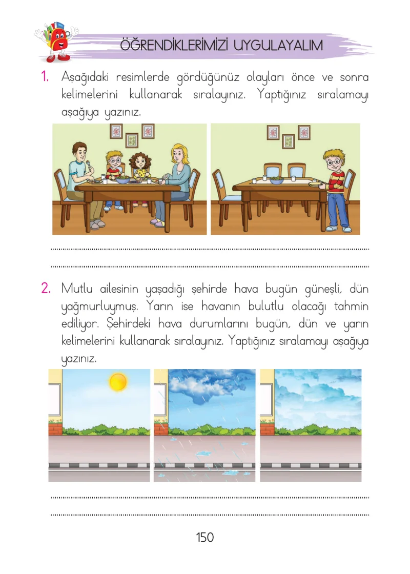 1. Sınıf Matematik Ders Kitabı Cevapları Açılım Yayınları Sayfa 150