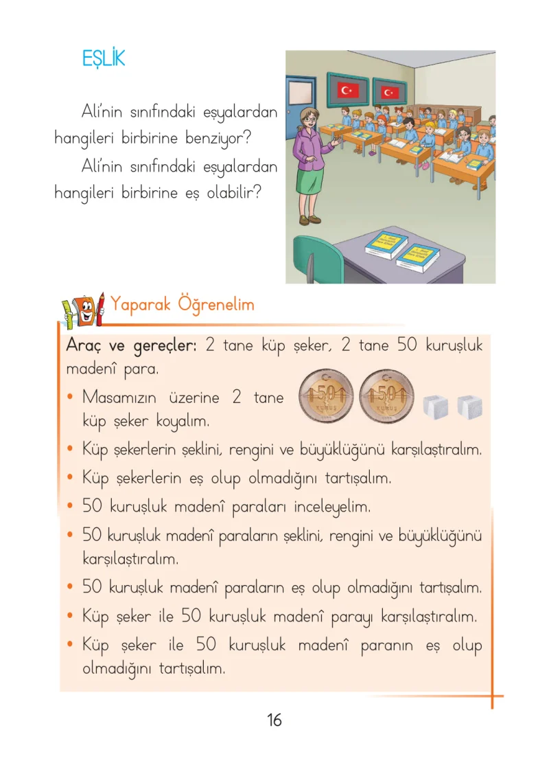 1. Sınıf Matematik Ders Kitabı Cevapları Açılım Yayınları Sayfa 16