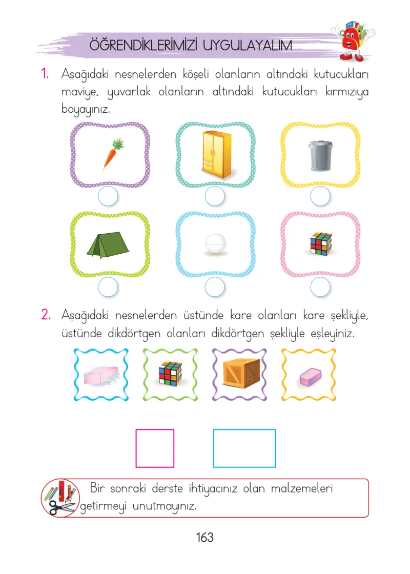 1. Sınıf Matematik Ders Kitabı Cevapları Açılım Yayınları Sayfa 163