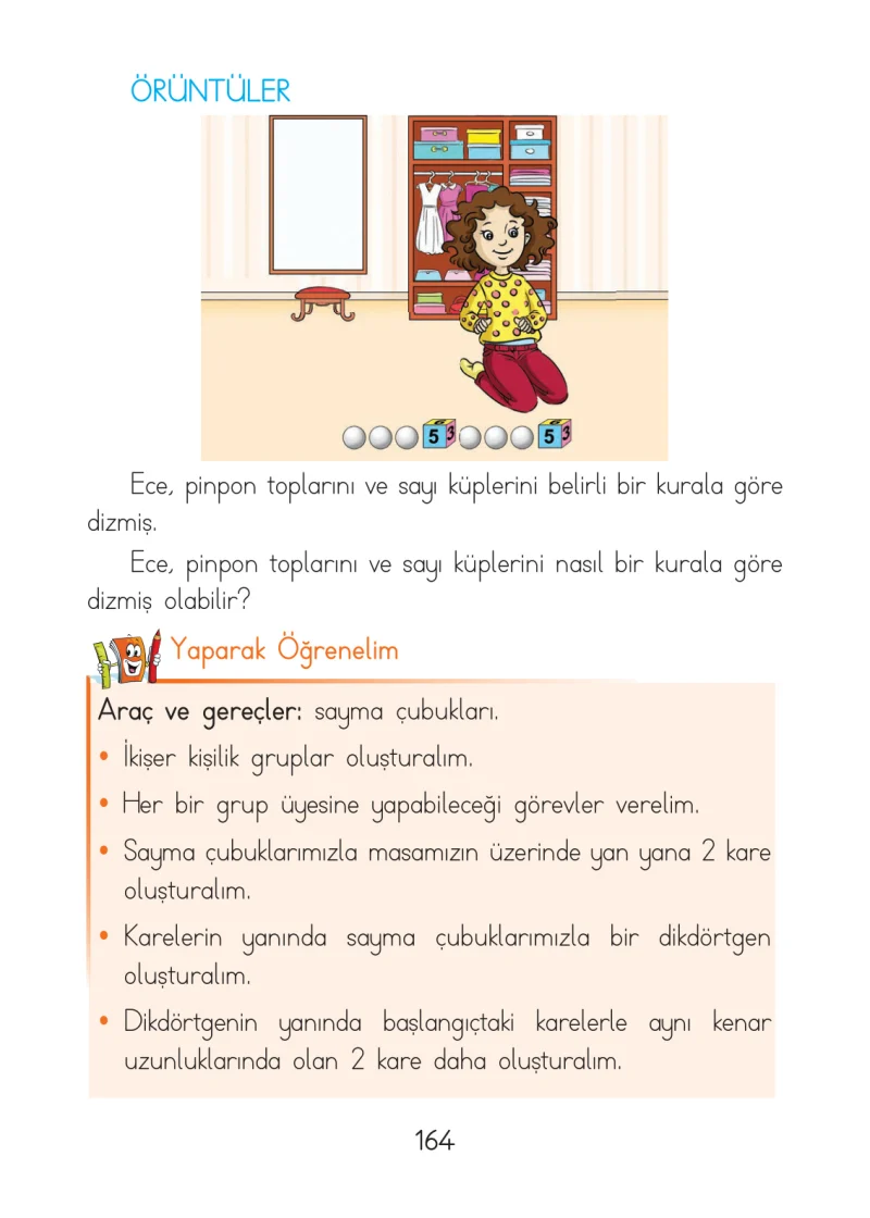 1. Sınıf Matematik Ders Kitabı Cevapları Açılım Yayınları Sayfa 164