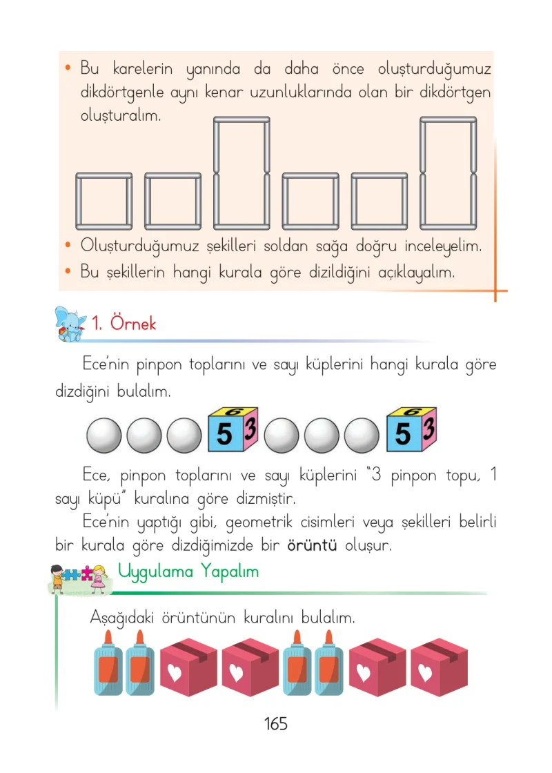 1. Sınıf Matematik Ders Kitabı Cevapları Açılım Yayınları Sayfa 165