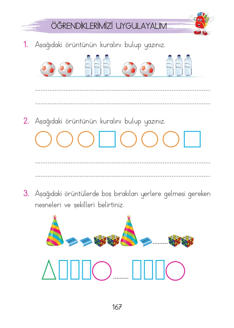 1. Sınıf Matematik Ders Kitabı Cevapları Açılım Yayınları Sayfa 167