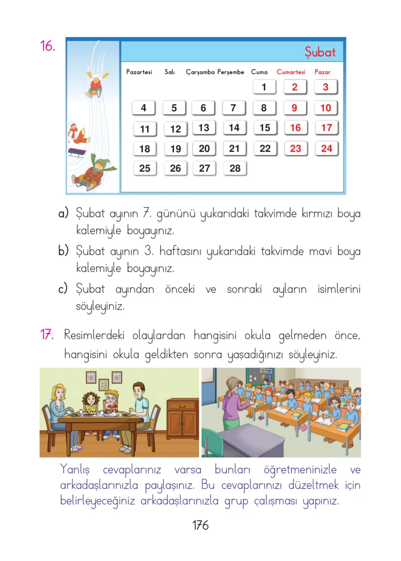 1. Sınıf Matematik Ders Kitabı Cevapları Açılım Yayınları Sayfa 176