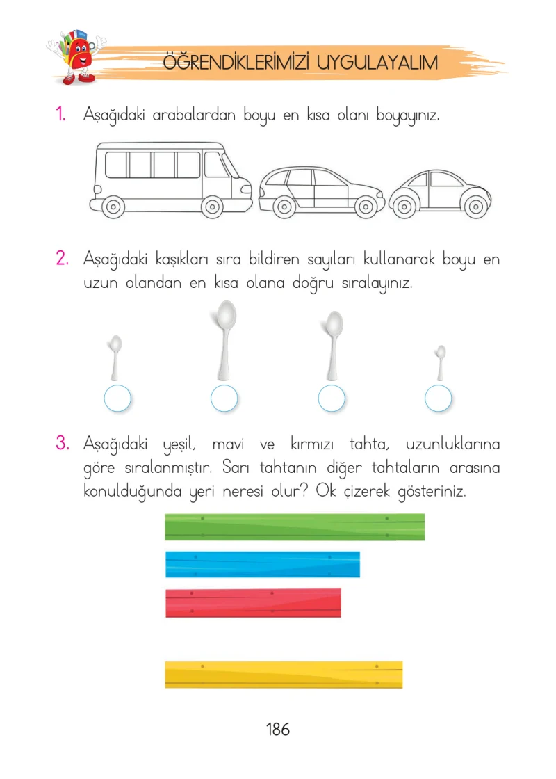 1. Sınıf Matematik Ders Kitabı Cevapları Açılım Yayınları Sayfa 186