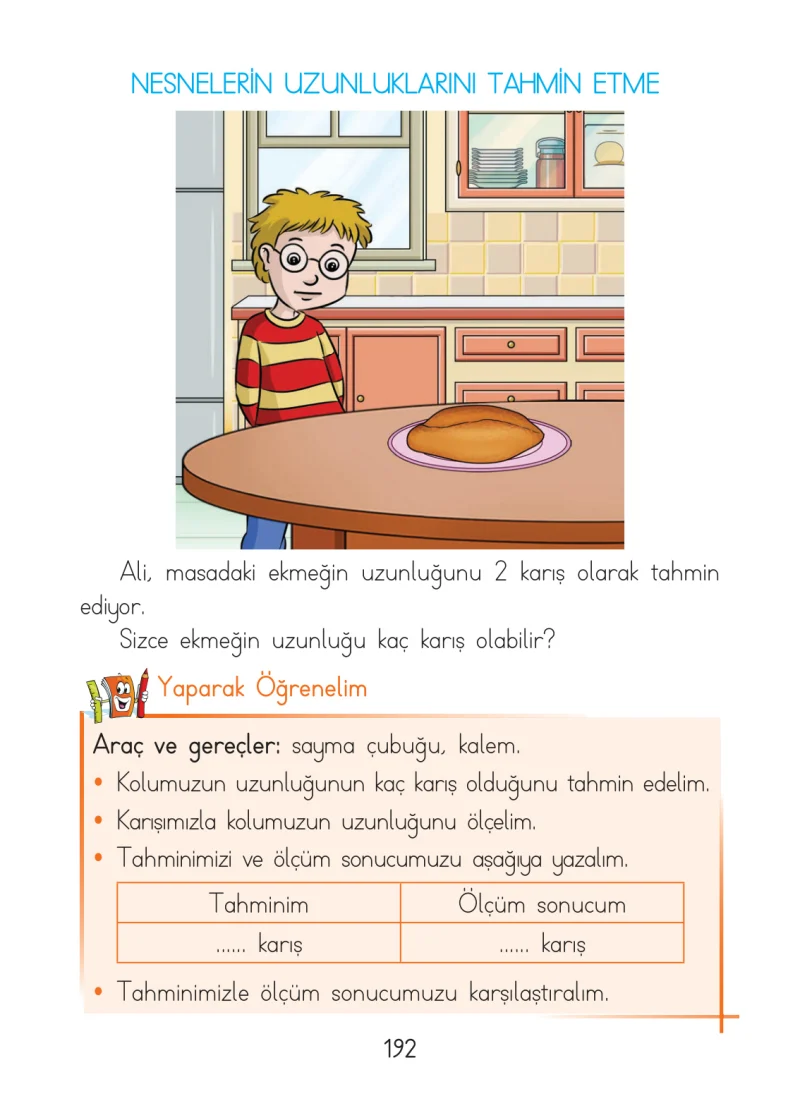 1. Sınıf Matematik Ders Kitabı Cevapları Açılım Yayınları Sayfa 192