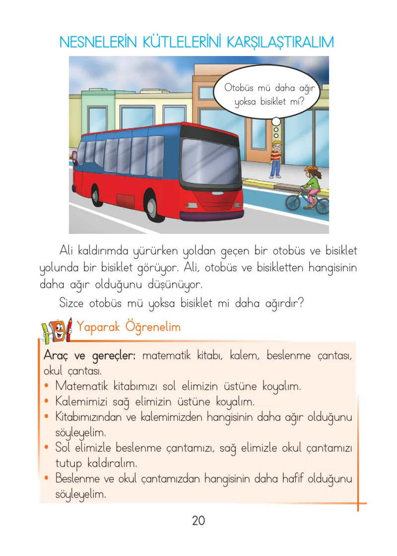 1. Sınıf Matematik Ders Kitabı Cevapları Açılım Yayınları Sayfa 20