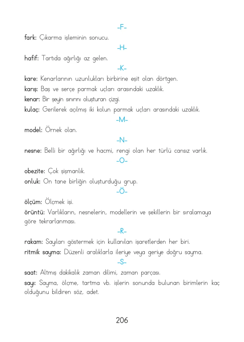1. Sınıf Matematik Ders Kitabı Cevapları Açılım Yayınları Sayfa 206
