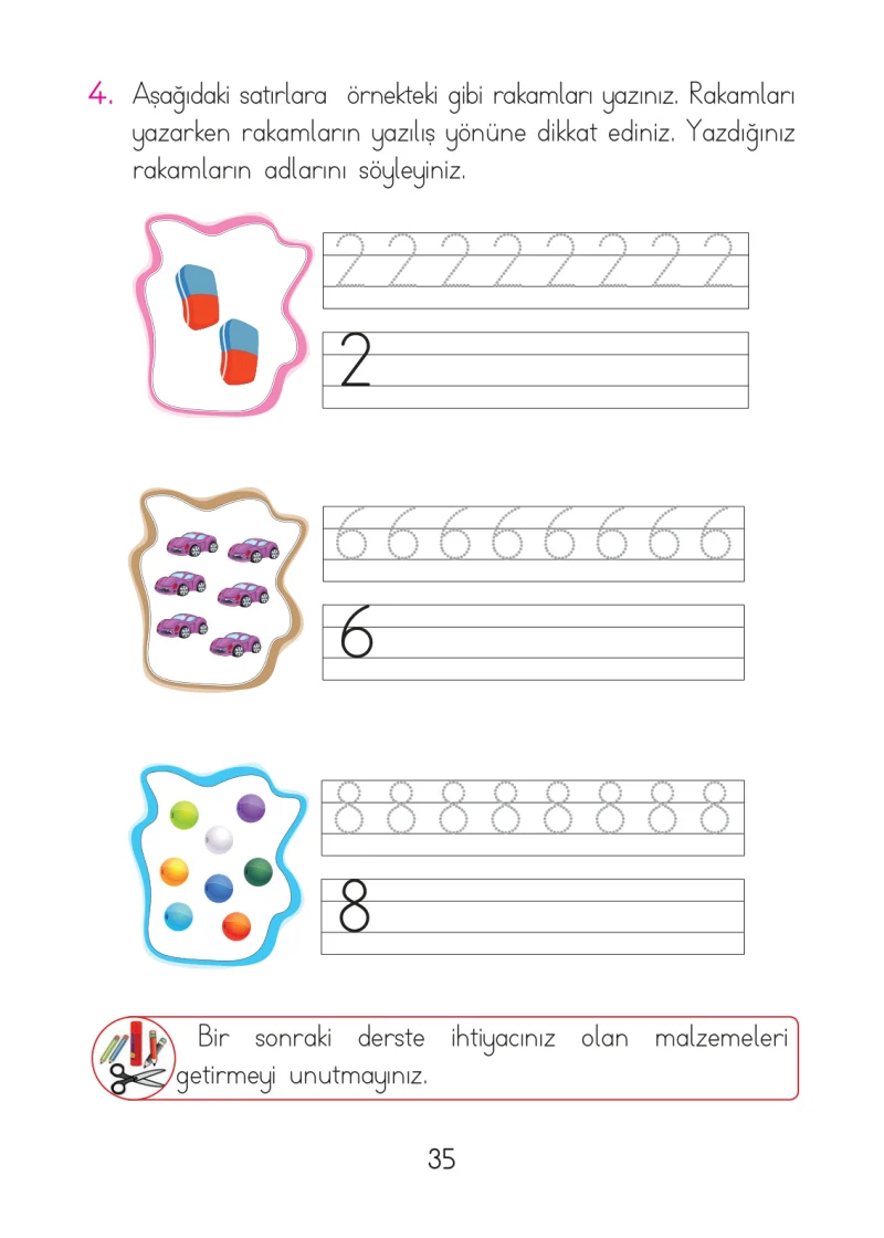 1. Sınıf Matematik Ders Kitabı Cevapları Açılım Yayınları Sayfa 35