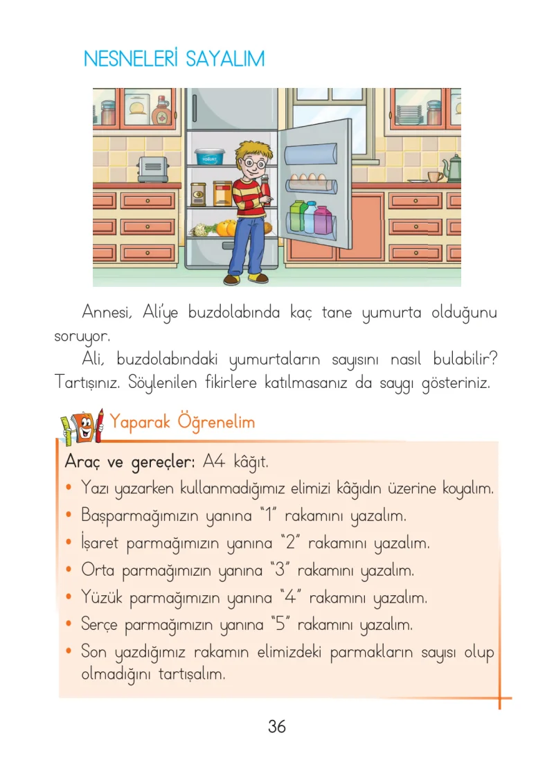 1. Sınıf Matematik Ders Kitabı Cevapları Açılım Yayınları Sayfa 36
