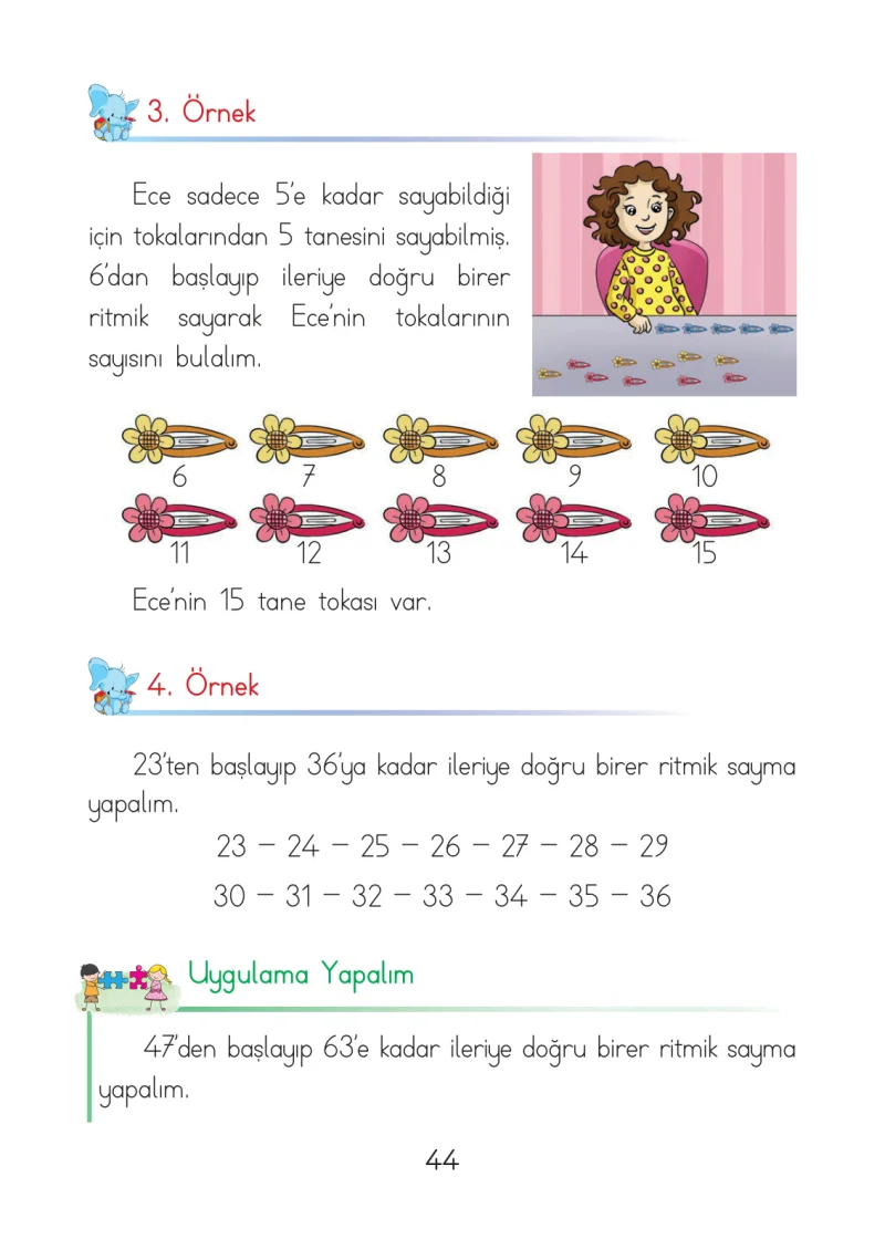 1. Sınıf Matematik Ders Kitabı Cevapları Açılım Yayınları Sayfa 44