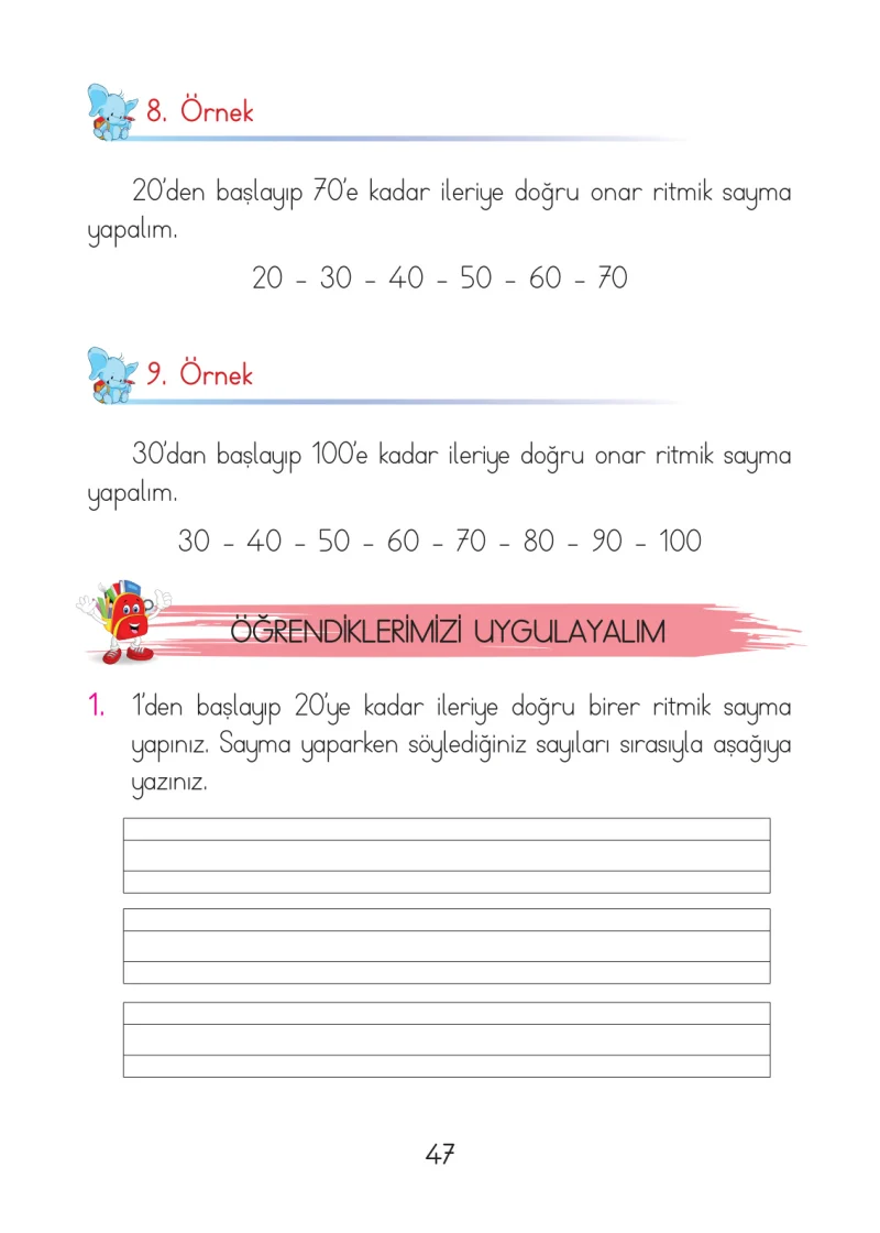 1. Sınıf Matematik Ders Kitabı Cevapları Açılım Yayınları Sayfa 47