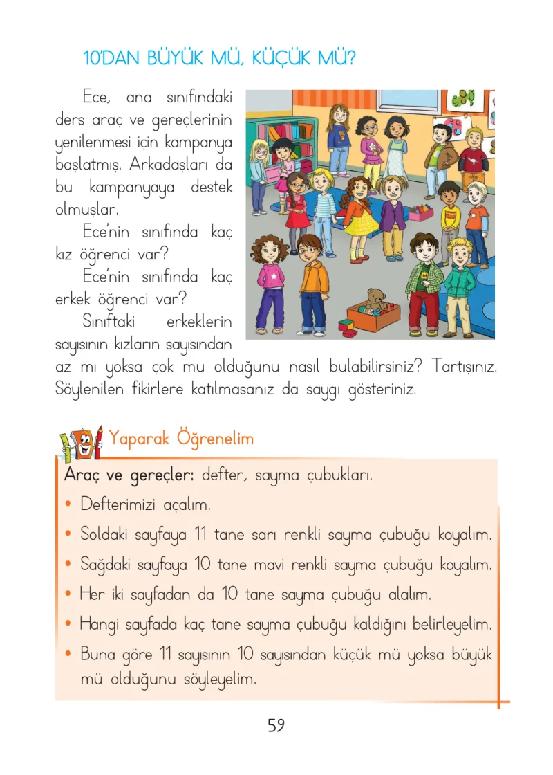 1. Sınıf Matematik Ders Kitabı Cevapları Açılım Yayınları Sayfa 59