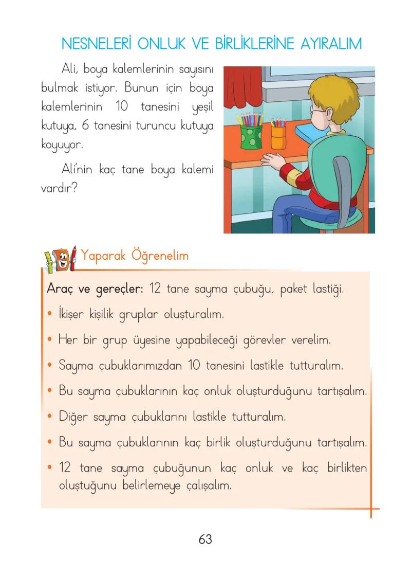 1. Sınıf Matematik Ders Kitabı Cevapları Açılım Yayınları Sayfa 63