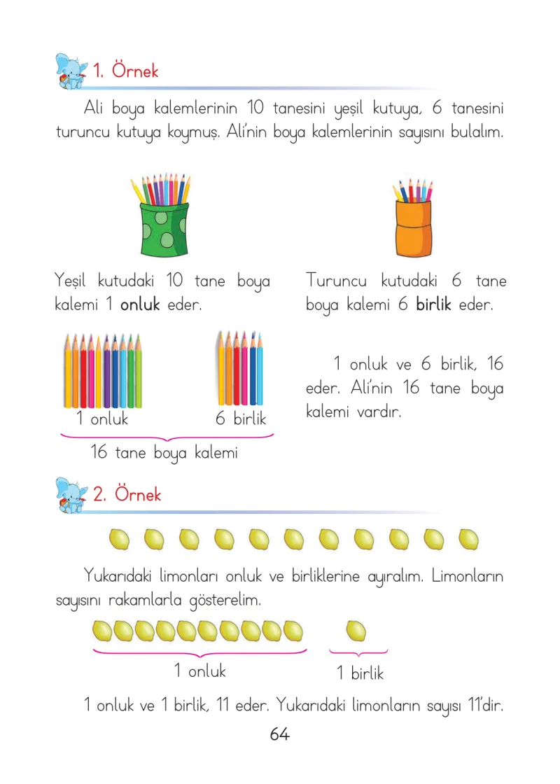 1. Sınıf Matematik Ders Kitabı Cevapları Açılım Yayınları Sayfa 64