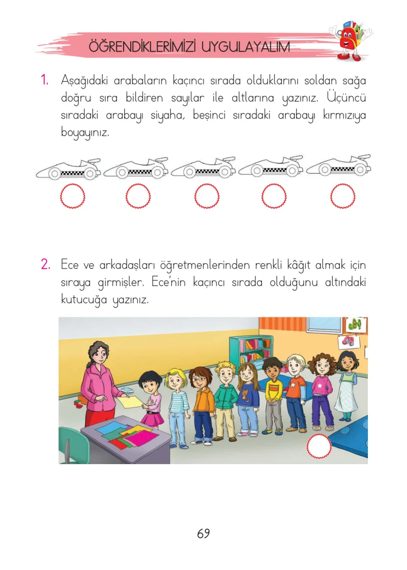 1. Sınıf Matematik Ders Kitabı Cevapları Açılım Yayınları Sayfa 69