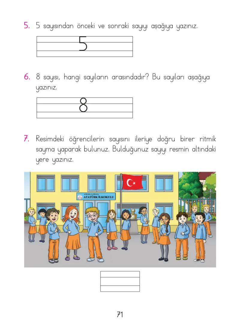 1. Sınıf Matematik Ders Kitabı Cevapları Açılım Yayınları Sayfa 71