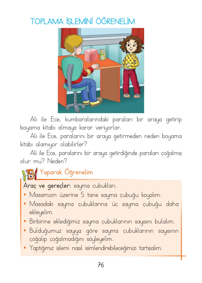 1. Sınıf Matematik Ders Kitabı Cevapları Açılım Yayınları Sayfa 76