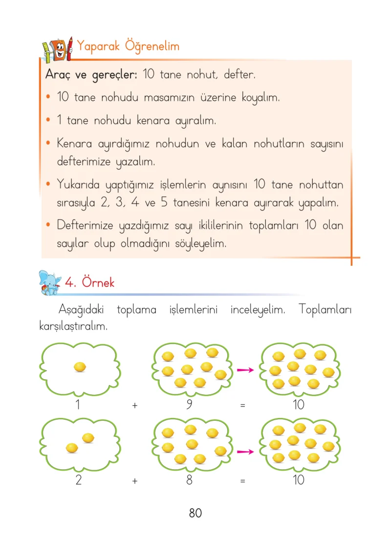 1. Sınıf Matematik Ders Kitabı Cevapları Açılım Yayınları Sayfa 80