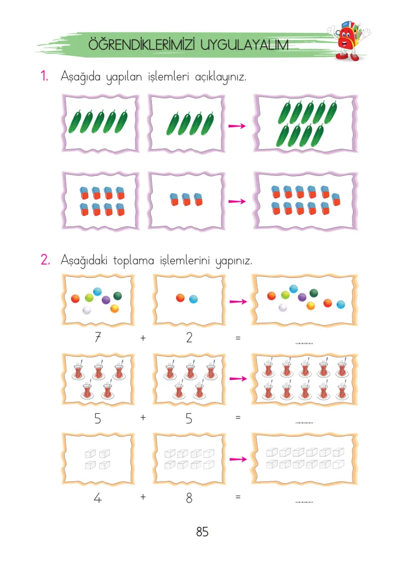 1. Sınıf Matematik Ders Kitabı Cevapları Açılım Yayınları Sayfa 85