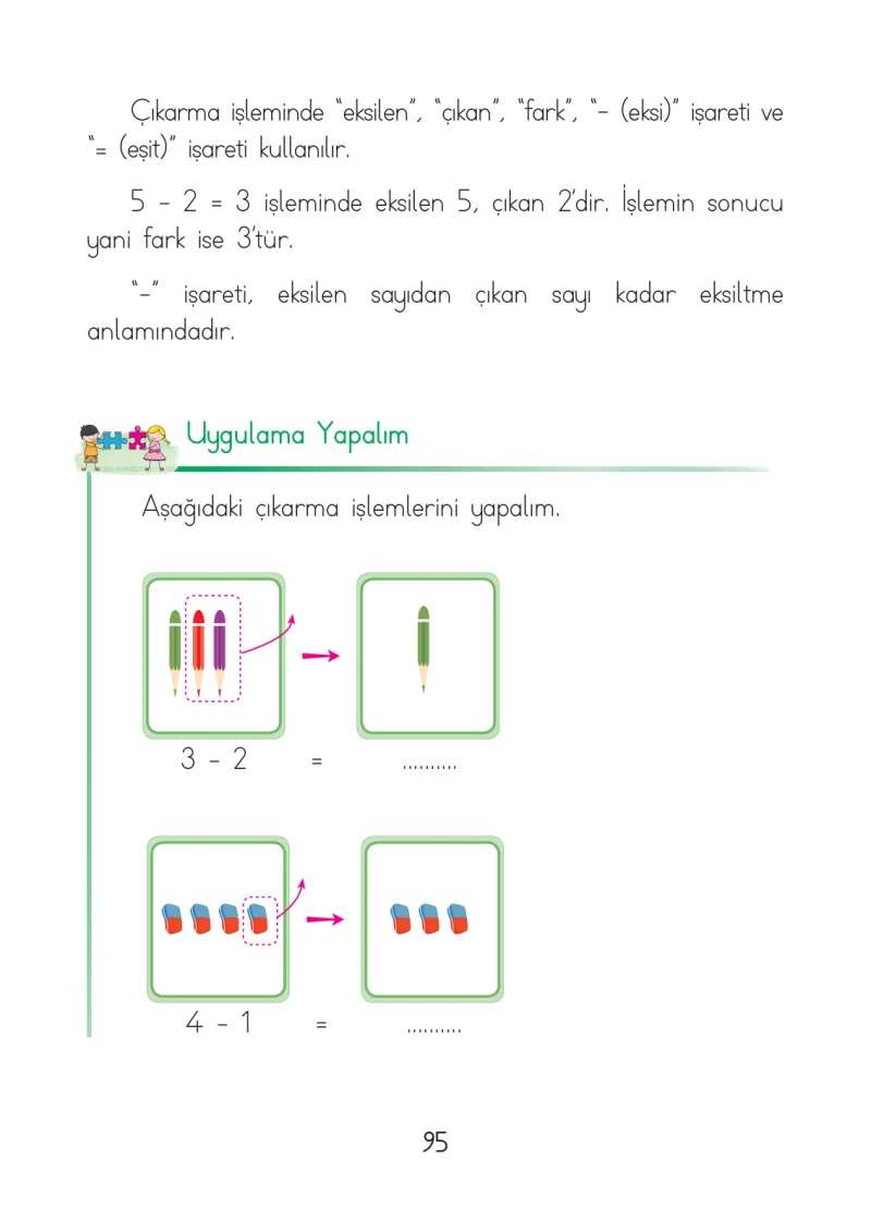 1. Sınıf Matematik Ders Kitabı Cevapları Açılım Yayınları Sayfa 95