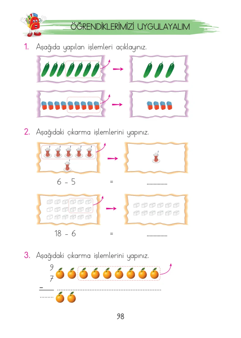 1. Sınıf Matematik Ders Kitabı Cevapları Açılım Yayınları Sayfa 98