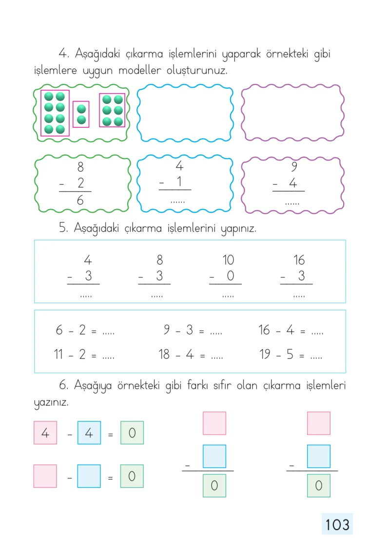 1. Sınıf Matematik Ders Kitabı Cevapları Dizin Yayıncılık Sayfa 103