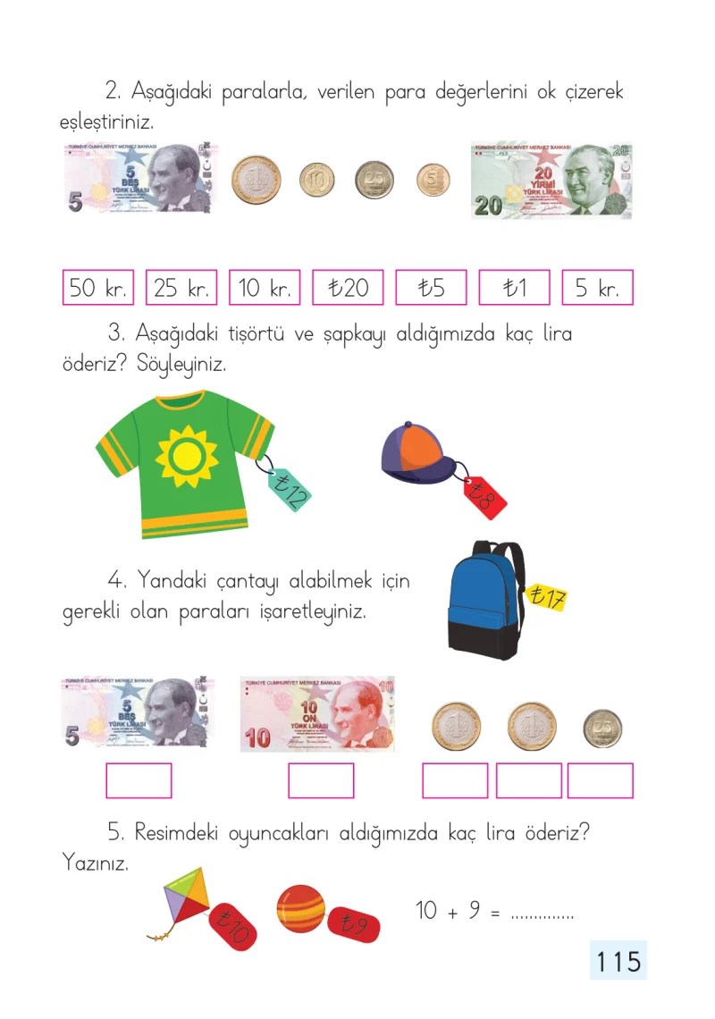 1. Sınıf Matematik Ders Kitabı Cevapları Dizin Yayıncılık Sayfa 115