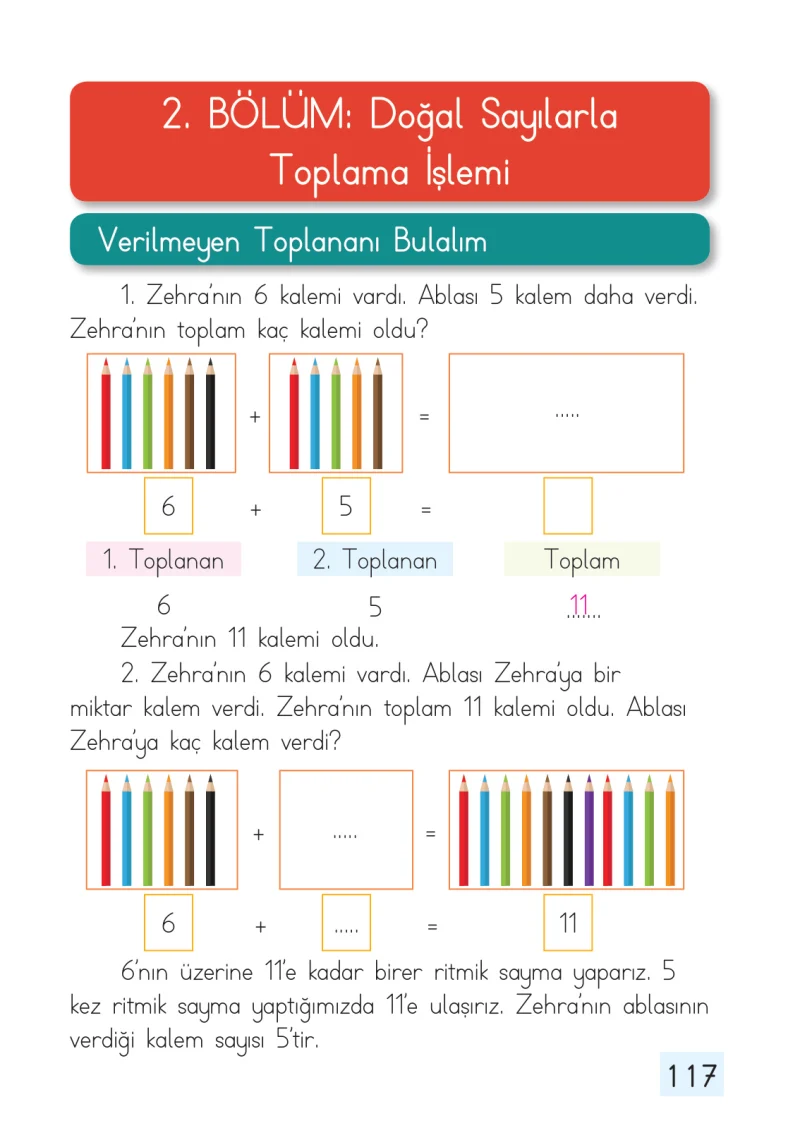 1. Sınıf Matematik Ders Kitabı Cevapları Dizin Yayıncılık Sayfa 117