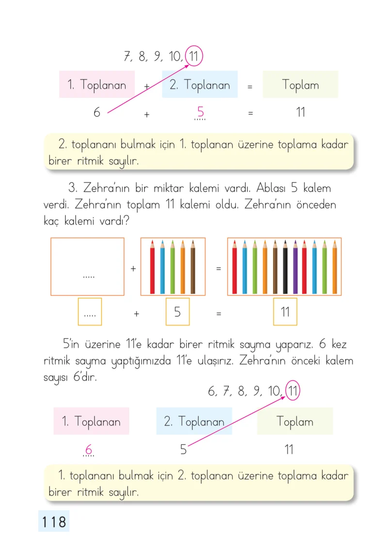 1. Sınıf Matematik Ders Kitabı Cevapları Dizin Yayıncılık Sayfa 118